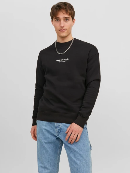 JACK JONES Bisiklet Yaka Önü Yazılı Erkek Sweatshirt 12241694 ürün görseli 1