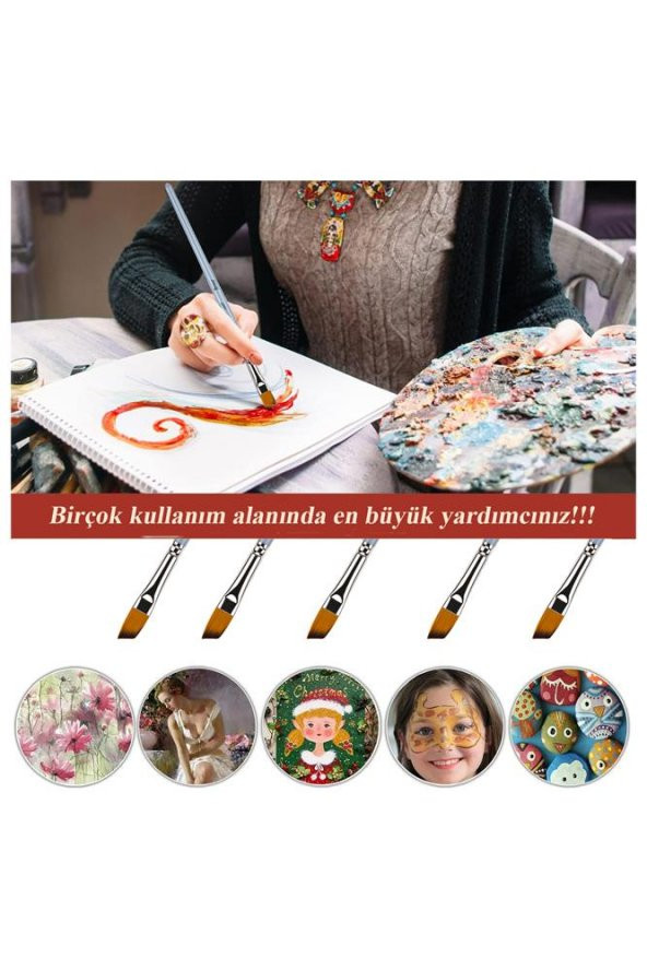 Yan Kesik Fırça 3/8 1 Adet Sentetik Kıl Yan Kesik Brons Fırça Sanat Ve Hobi Akrilik Boya Yağlı Boya Guaj Boya ürün görseli 1