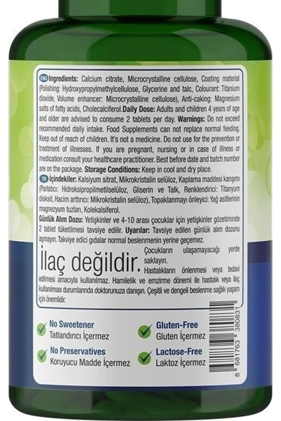 Calcium With Vitamin D3 60 Tablet - Resim 3
