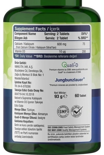 Calcium With Vitamin D3 60 Tablet - Resim 4