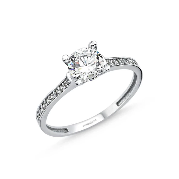 Beyaz Altın Tektaş Yüzük 0.65 karat Zirconia ürün görseli 1