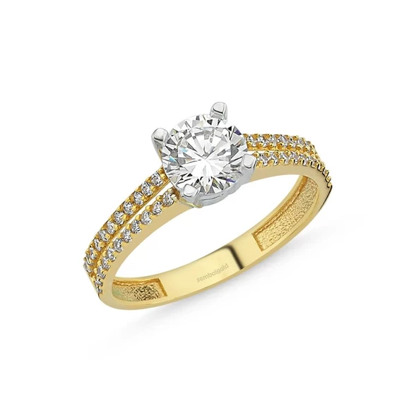 Altın Tektaş Yüzük 0.85 karat Zirconia ürün görseli 1