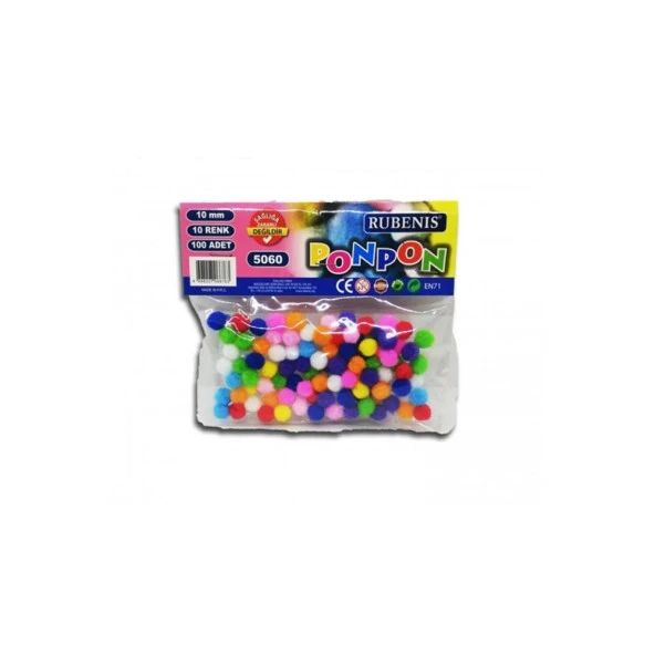Rubenis Pon Pon 10 MM 10 Renk Karşk 100 Lü Paket 10 MM Pon Pon ürün görseli 1