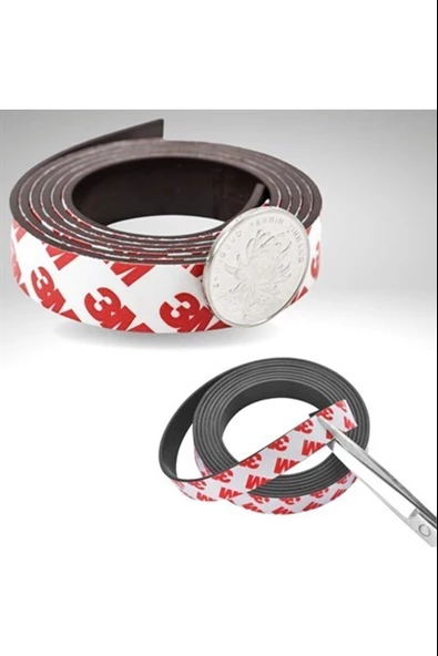 Contacall Yapışkanlı Şerit Mıknatıs Magnet Kes Kullan  Siyah Genişlik 20 mm, Kalınlık 1,5 mm ürün görseli 1