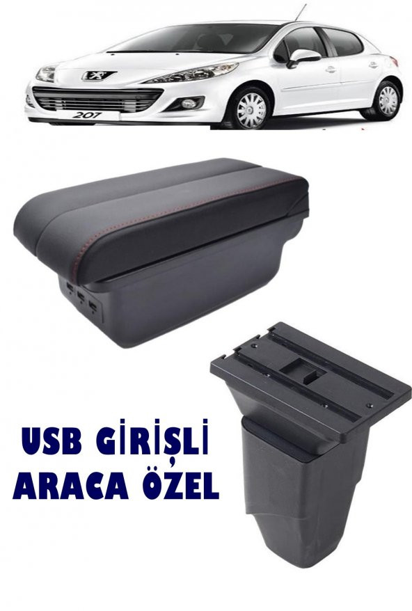 Peugeot 207 2010-2020 Usbli Vidasız Kol Dayama Kolçak ürün görseli 1
