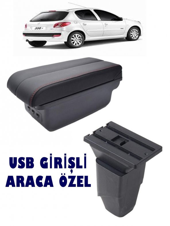 Peugeot 206 2010-2020 Usbli Vidasız Kol Dayama Kolçak ürün görseli 1