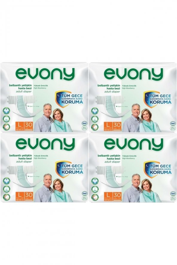 Evony Hasta Bezi Yetişkin Bel Bantlı Tekstil Yüzey L-büyük Boy 120 Adet (4pk*30) ürün görseli 1