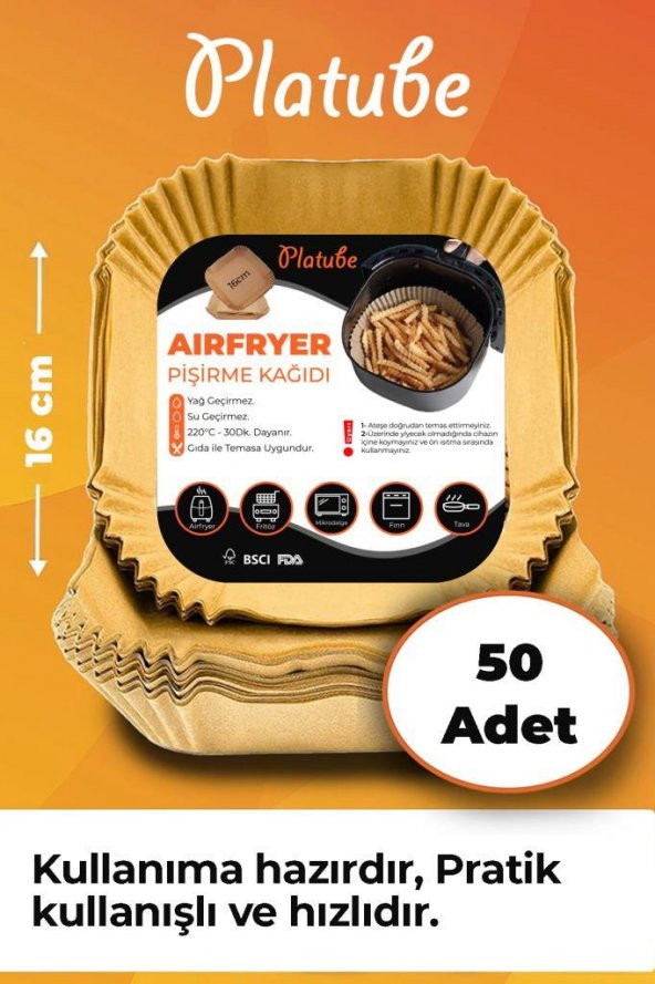 Pisirme Kagidi 50 adet Airfryer Yagli Kagit Xiaomi Philips Air Fryer Tüm Markalara Uyumlu Kare ürün görseli 1
