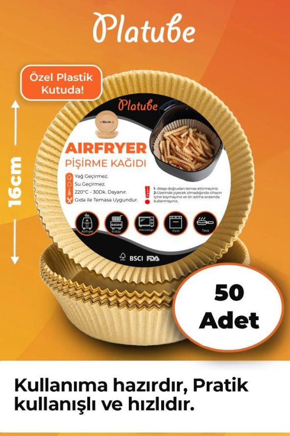 Pisirme Kagidi 50 adet Airfryer Yagli Kagit Xiaomi Philips Air Fryer Tüm Markalara Uyumlu Yuvarlak ürün görseli 1
