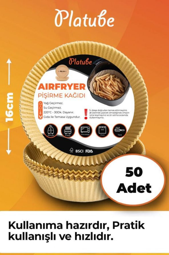 Pisirme Kagidi 50 adet Airfryer Yagli Kagit Xiaomi Philips Air Fryer Tüm Markalara Uyumlu Yuvarlak ürün görseli 1