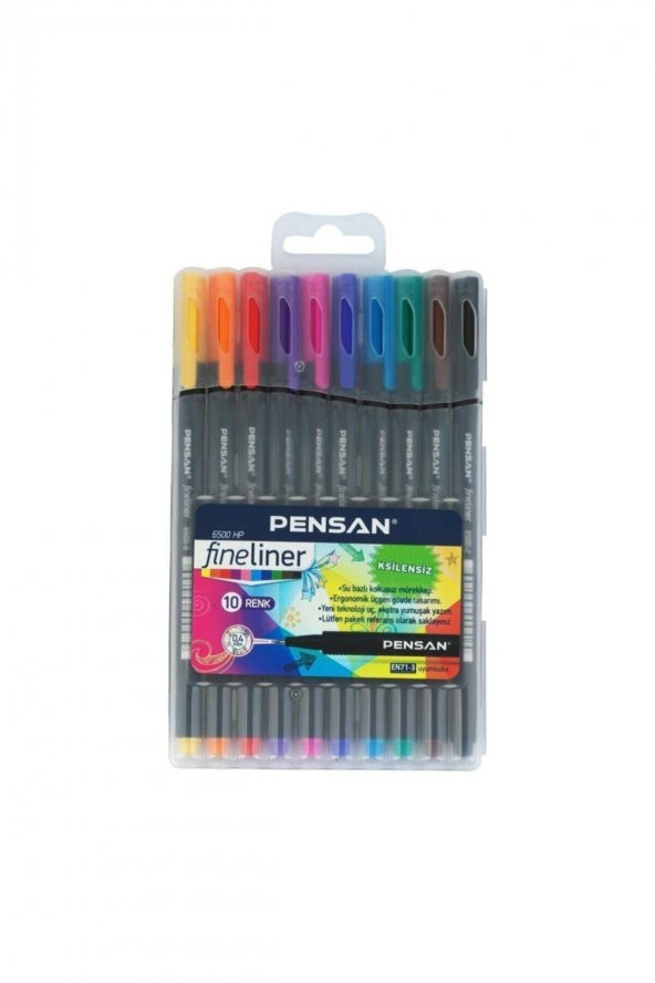 Keçe Uç Fineliner Kalem 0.4mm Plastik Kutu 10 Lu ürün görseli 1