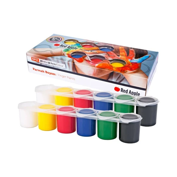 Red Apple Parmak Boyası 12 Renk x 25 ml Sıralı Set ürün görseli 1