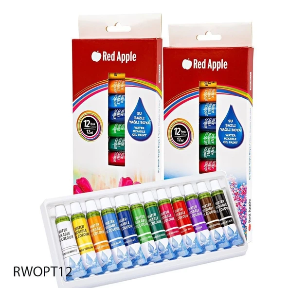 Red Apple Su Bazlı Yağlı Boya 12 Renk x 12 ml ürün görseli 1