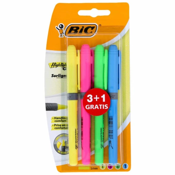 Bic Marking Highlighter Grip Fosforlu İşaretleme Kalemi 4 Renk ürün görseli 1