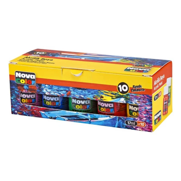 Nova Color Akrilik Boya 10 Renk x 17 ml Şişe ürün görseli 1
