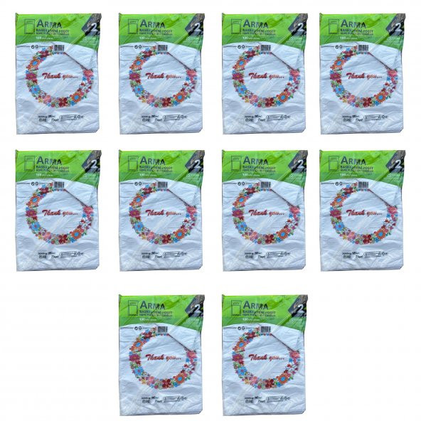 Arma Baskılı Mini Blok Poşet Torba - No : 2 - 25x37 Cm. - Beyaz - 100 Adetlik 10 Paket ürün görseli 1