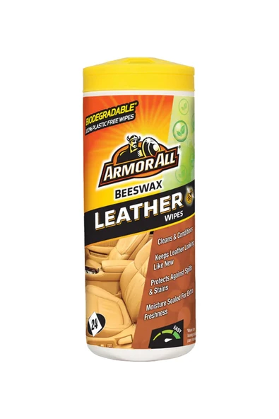 ArmorAll Beeswax Leather Wipes. Deri Döseme Temizleyici, Canlandirici ve Koruyucu Etkili Mendil 24ad ürün görseli 1