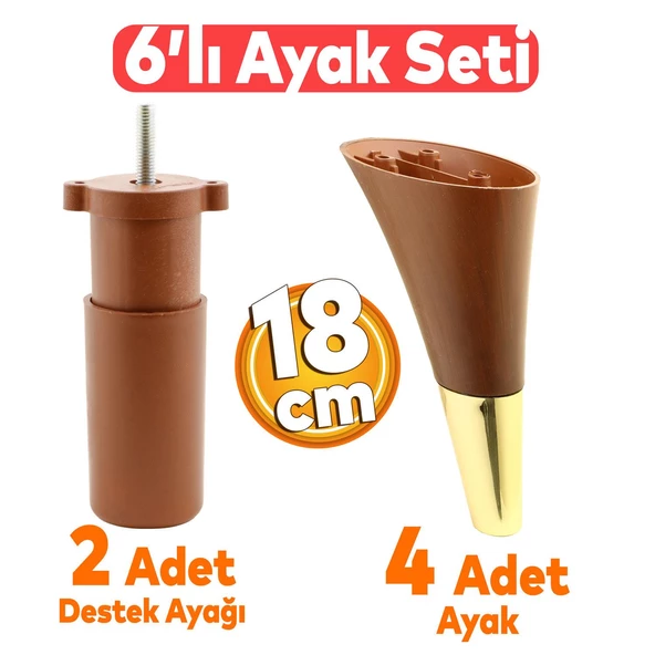 Clara 6'lı Set Mobilya Koltuk Kanepe Konsol Yatak Tv Ünite Destek Ayağı Kahverengi 18 Cm Ayakları ürün görseli 1