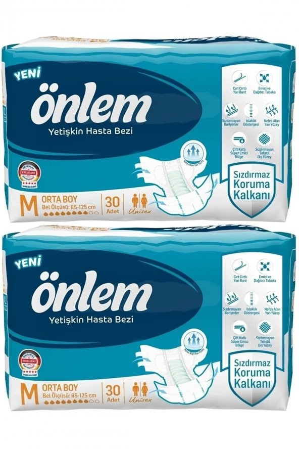 Önlem Hasta Bezi Bel Bantlı Tekstil Yüzey Medium Orta 60 Adet ürün görseli 1