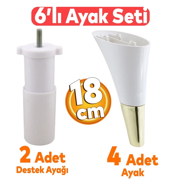Clara 6'lı Set Mobilya Koltuk Kanepe Konsol Yatak Tv Ünite Destek Ayağı 18 Cm Ayakları Krem ürün görseli 1