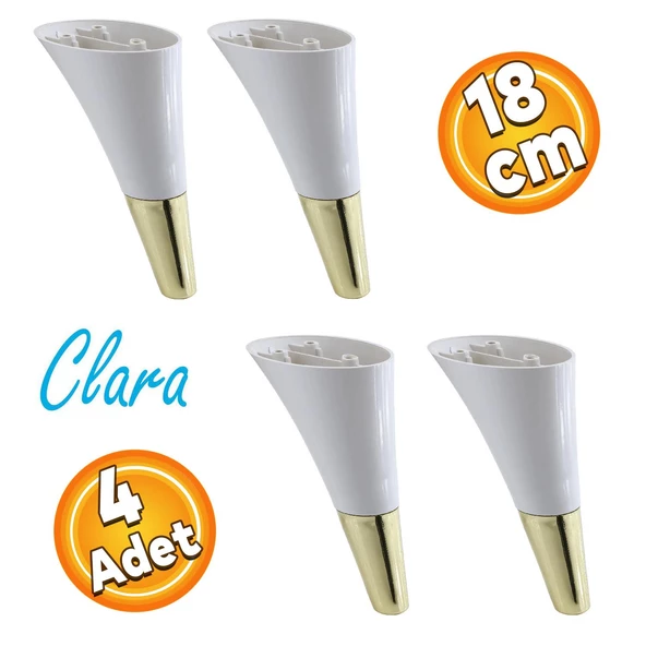 Clara Mobilya Kanepe Tv Ünitesi Konsol Koltuk Ayağı Krem Gold Renk 18 Cm (4 ADET) ürün görseli 1