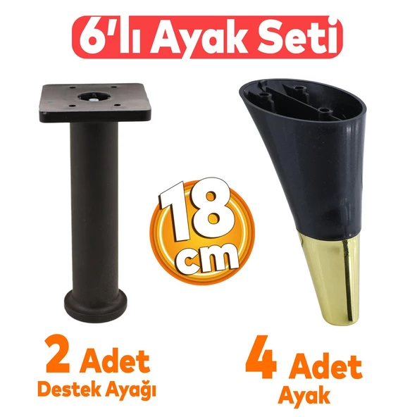 Clara 6'lı Set Mobilya Koltuk Kanepe Konsol Yatak Tv Ünite Destek Ayağı 18 Cm Ayakları Siyah ürün görseli 1