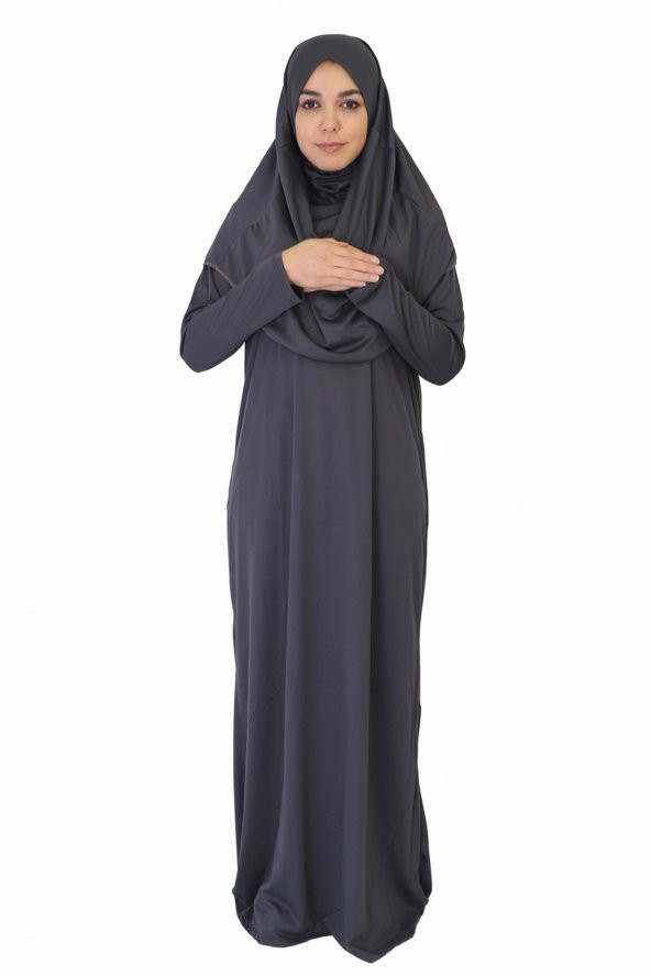 ANTRASİT GRİ FERMUARSIZ NAMAZ ELBİSESİ ürün görseli 1