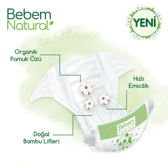 Bebem Natural Bebek Bezi 3 Beden Midi Aylık Fırsat Paketi 170 Adet - Resim 3