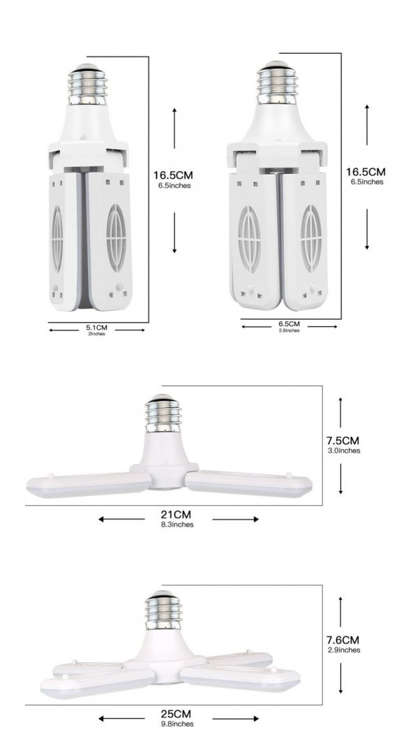 Jasper 4 Kanatlı 4ın1 Led Pervane Ampul 40-45w Yeni Nesil Beyaz 3 Modlu Ultra Güçlü Ampul ürün görseli 1