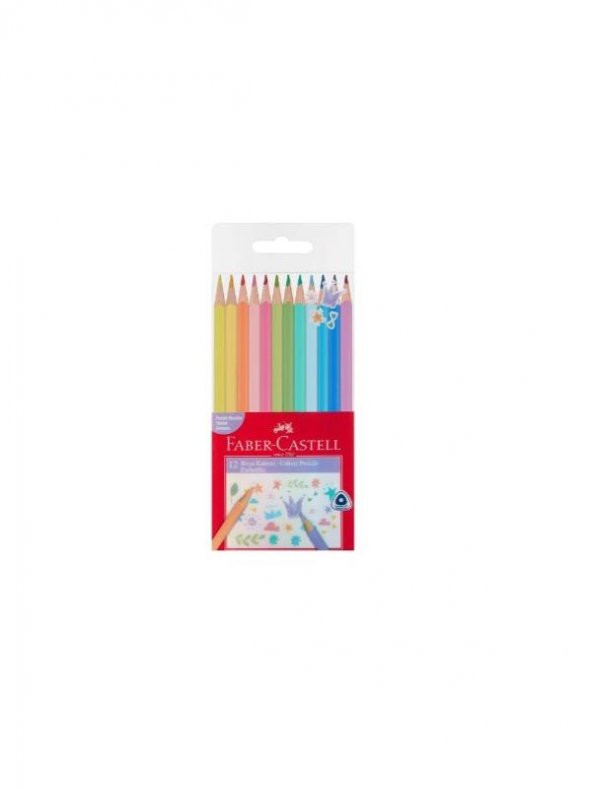 FABER CASTELL ÜÇGEN PASTEL RENKLER BOYA KALEMİ 12 RENK ürün görseli 1