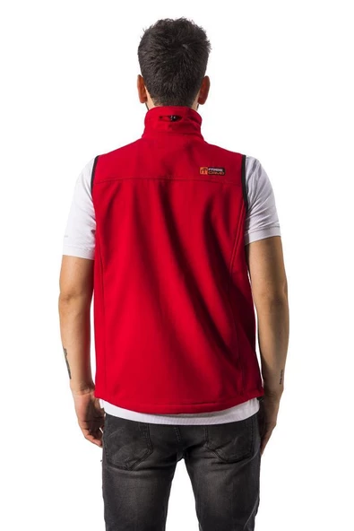 FreeCamp Vest Erkek Softshell Yelek-KIRMIZI - Resim 3