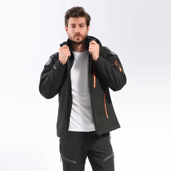 FreeCamp 3in1 Softshell Erkek Ceket-SİYAH - Resim 4