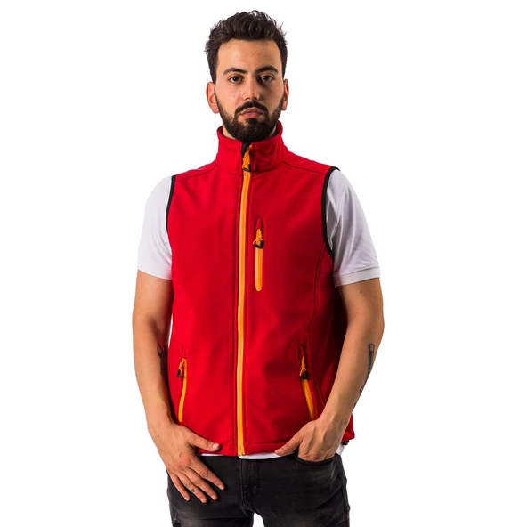 FreeCamp Vest Erkek Softshell Yelek-KIRMIZI ürün görseli 1