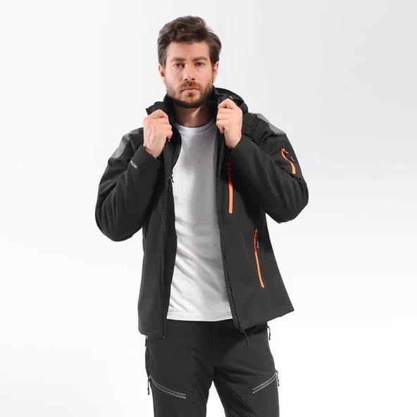 FreeCamp 3in1 Softshell Erkek Ceket-SİYAH ürün görseli 1