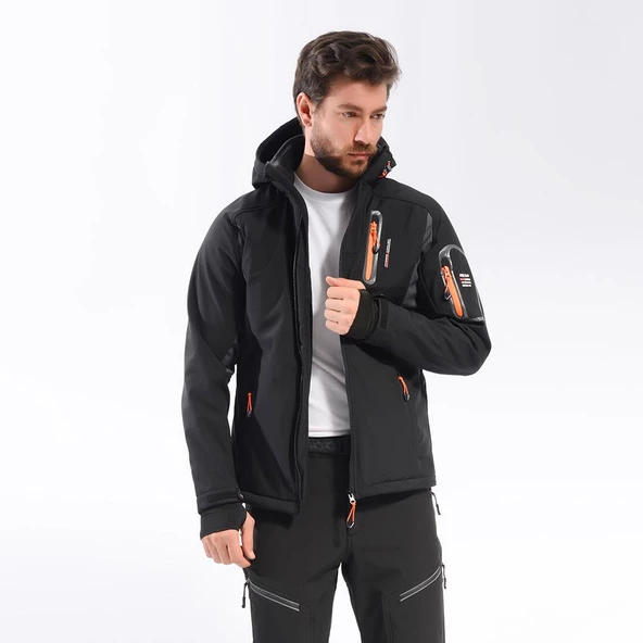 FreeCamp Eagle Softshell Ceket-SİYAH-TURUNCU - Resim 3