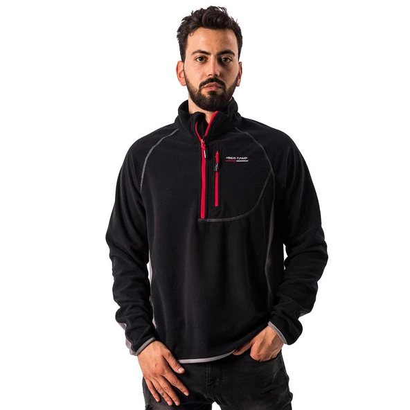 FreeCamp Man Half Zipper Fleece Polar-SİYAH ürün görseli 1
