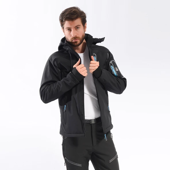 FreeCamp Eagle Softshell Ceket-SİYAH-MAVİ - Resim 6
