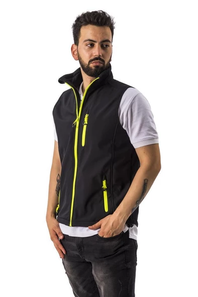 FreeCamp Vest Erkek Softshell Yelek-SİYAH - Resim 2