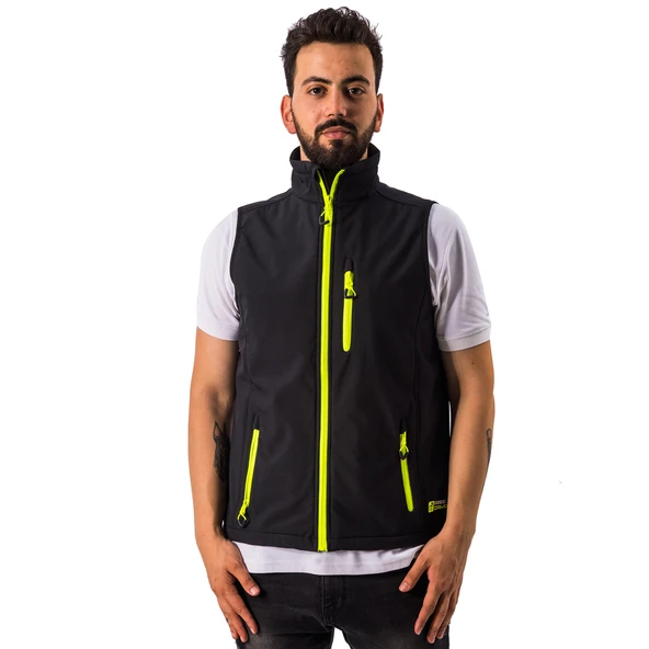 FreeCamp Vest Erkek Softshell Yelek-SİYAH - Resim 7