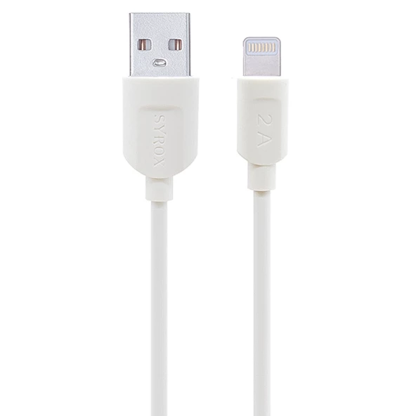 Syrox C12 Lightning USB Şarj ve Data Kablosu 2.0A 1.1mt Beyaz ürün görseli 1