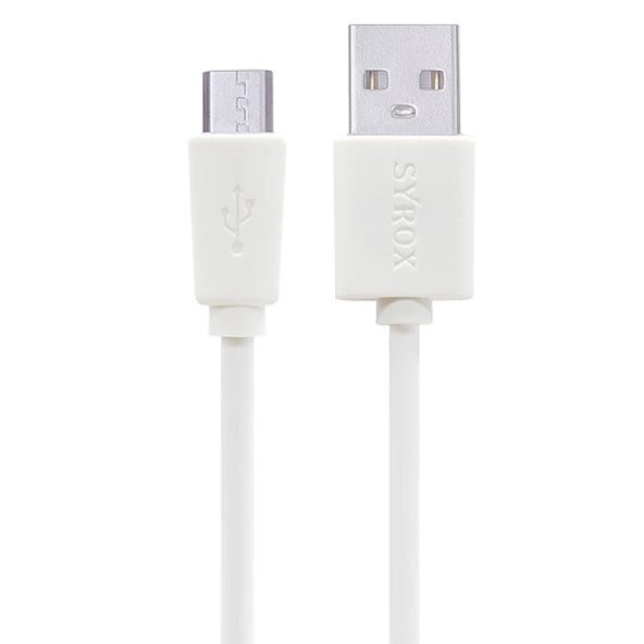 Syrox C66 Micro USB Şarj ve Data Kablo 1.0A 1.2mt Beyaz ürün görseli 1