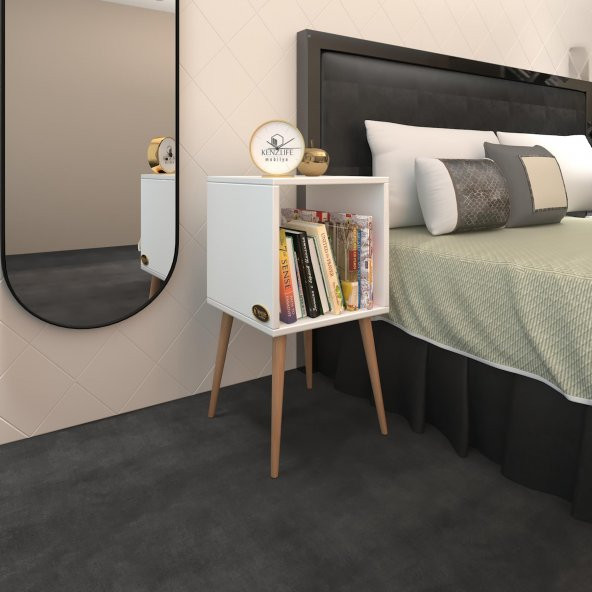 Kenzlife komodin biterge byz 74*39*39 ahşap ayaklı komidin kitaplık ürün görseli 1