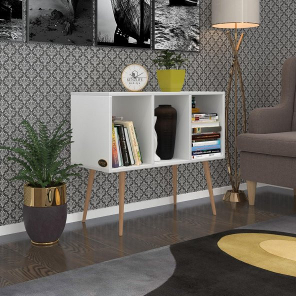 Kenzlife komodin adberilgen byz 74*90*39 ahşap ayaklı komidin kitaplık ürün görseli 1
