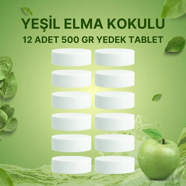 6 Adet 2x500GR - YEŞİL ELMA - Nem Alıcı Rutubet Giderici Yedek Tablet ürün görseli 1