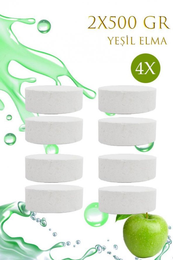 4 Adet 2x500Gr - YEŞİL ELMA - Nem Alıcı Rutubet Giderici Yedek Tablet ürün görseli 1