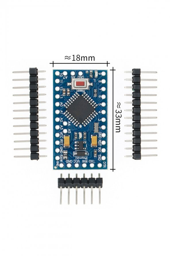 Arduino Pro Mini ATMEGA328A 5V 16Mhz  Açık Kaynak Kodlu Yazılım Geliştirme Kartı Microchip Eğitim ürün görseli 1
