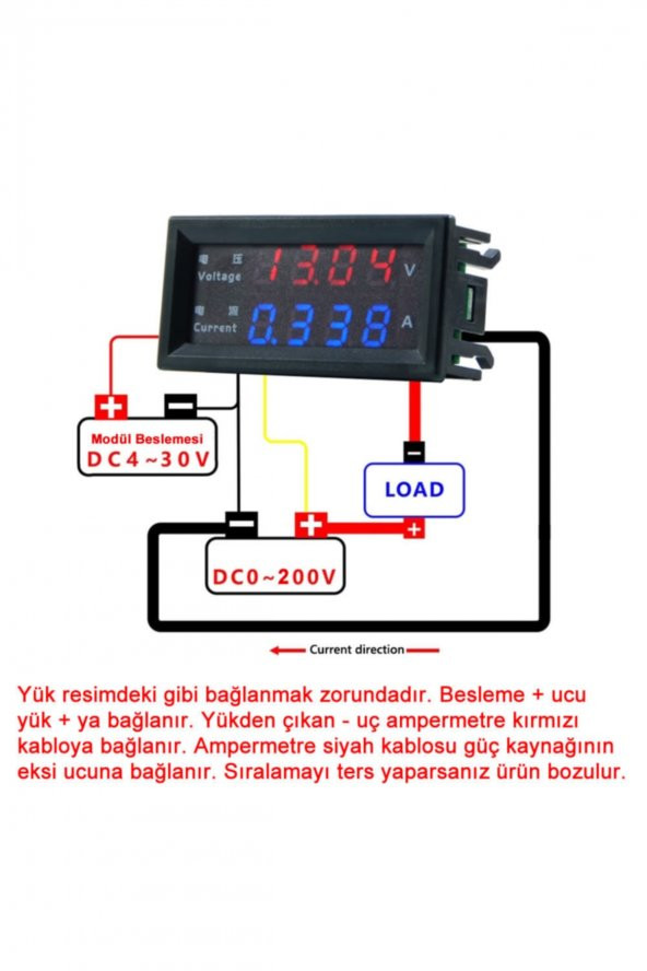 Panel Tip DC 0-200V 10A mV Voltmetre mA Ampermetre M4430 - Resim 2