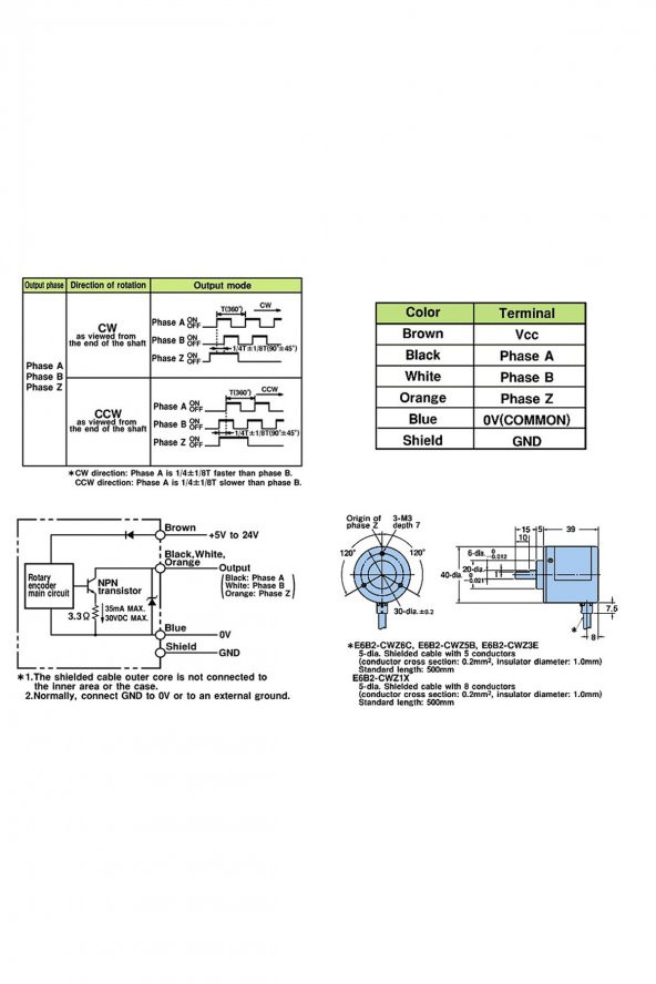 Omron E6B2-CWZ6C Rotary Encoder 500 P/R Rpm - Resim 7