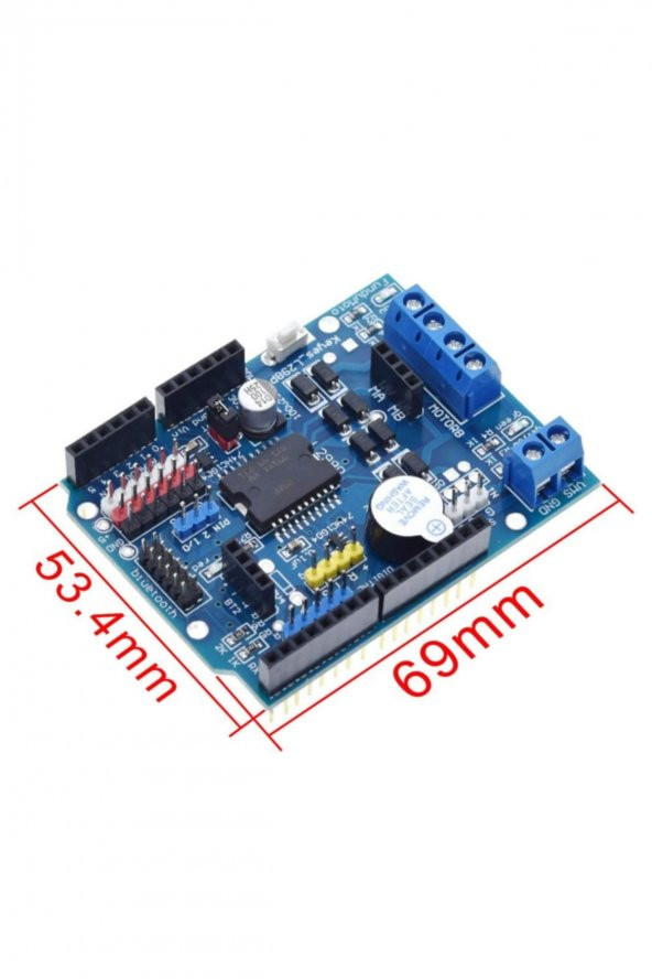 L298 Motor Sürücü Shield 12V 2x Dc Motor 1x Step Motor Buzzer ürün görseli 1