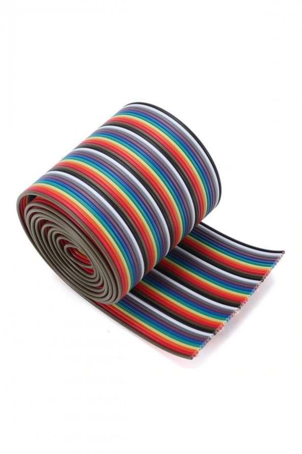 40 Pin Rainbow Ribbon IDC Kablo 1 Metre 10 Renk Dupont Kablo Flat ürün görseli 1